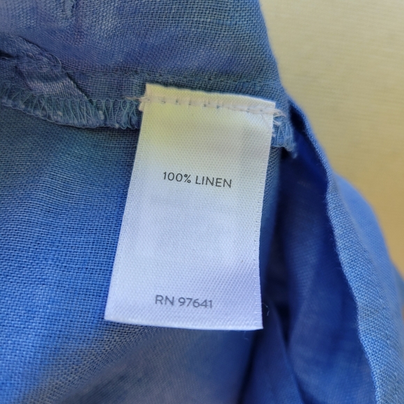 J. Jill Love Linen Tab-Sleeve 100% Linen Tunic Top Blue Ginger M - Picture 12 of 13